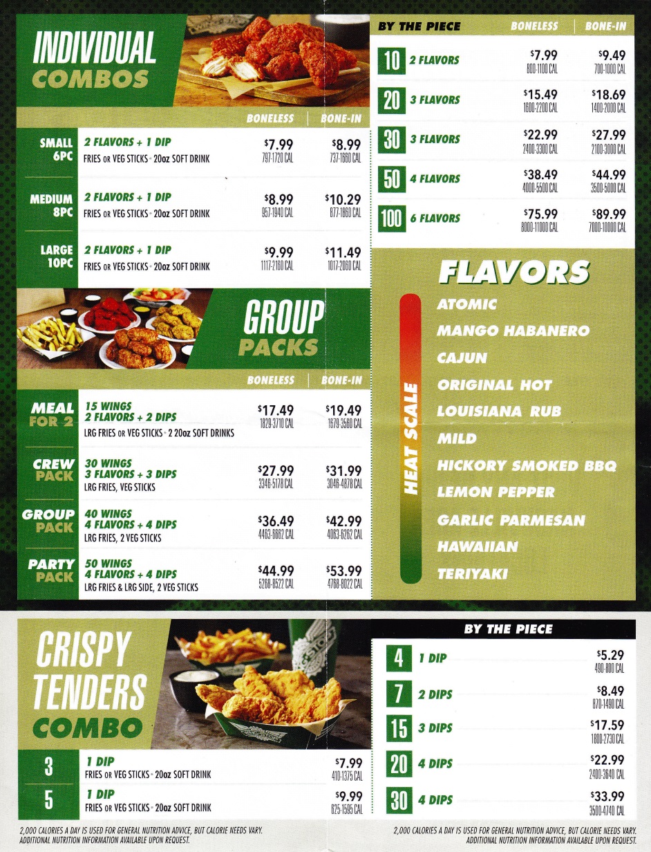 Printable Wingstop Menu Printable Templates