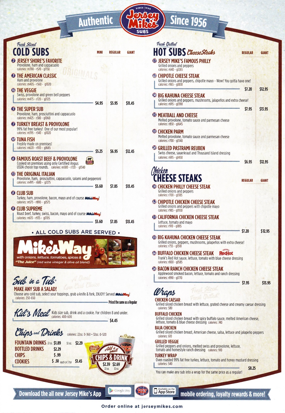 jersey mines menu