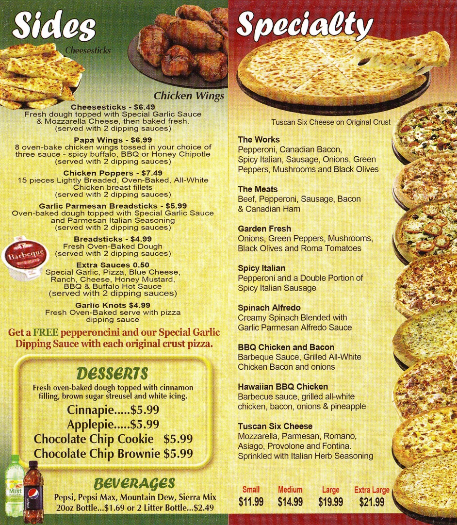 Calaméo - Papa John's Menu