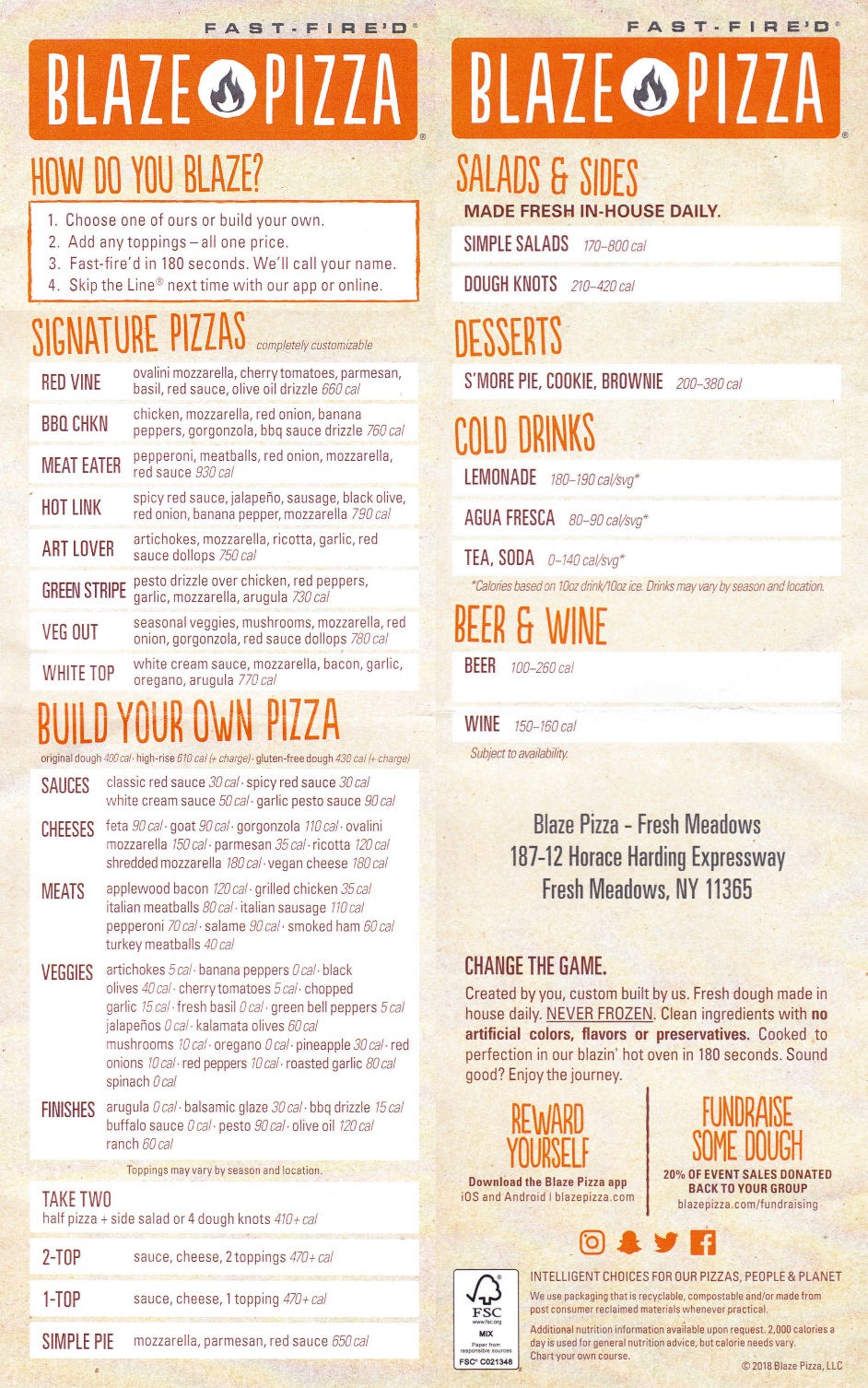 Whereisthemenu Blaze Pizza Fresh Meadows NY 11365
