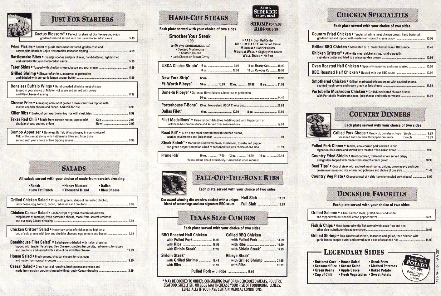 texas roadhouse lunch menu prices