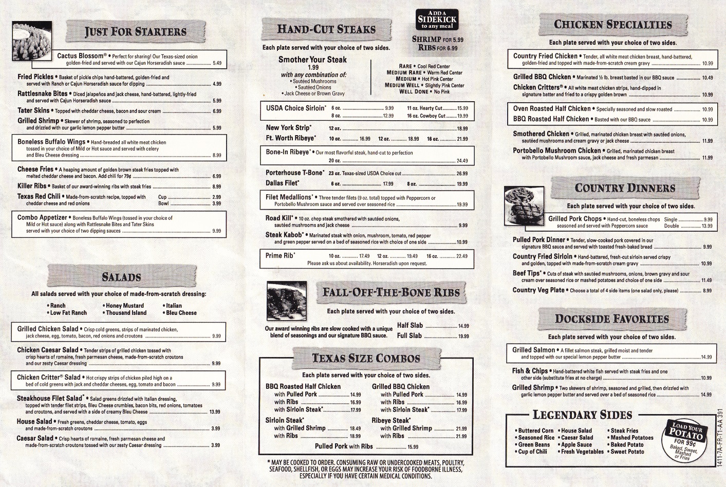 Logan's Roadhouse Printable Menu